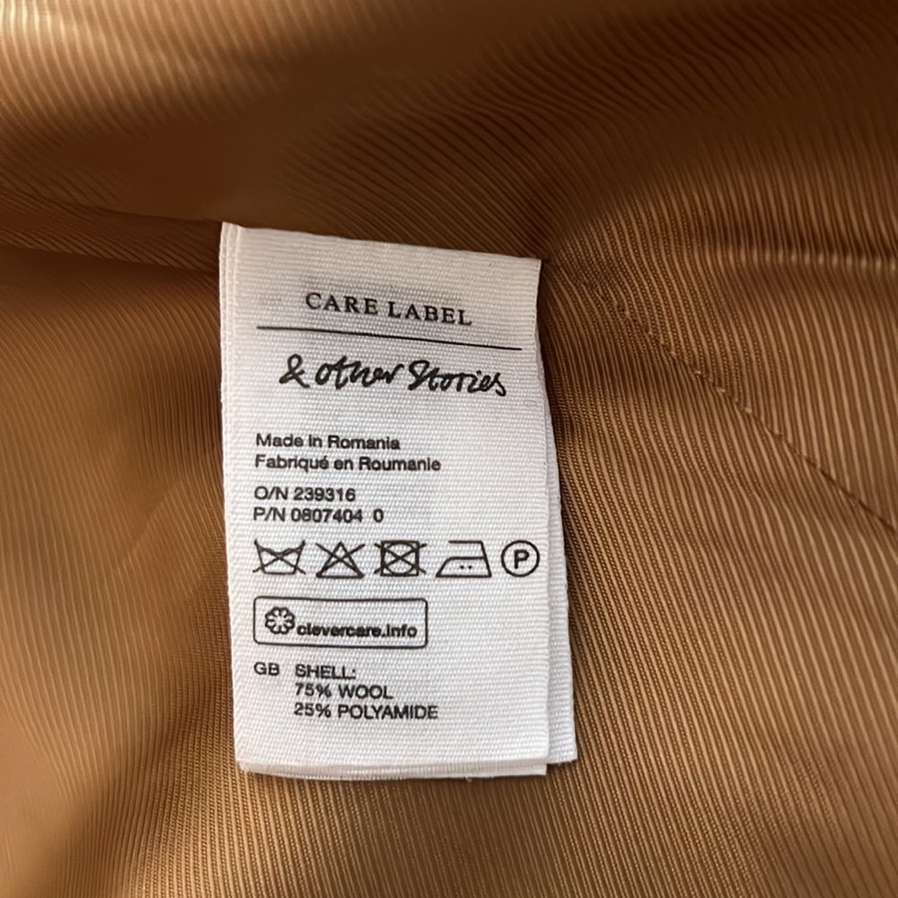 NEW & Other Stories Wool Cocoon Coat Jacket sz 4 Camel Color - Picture 4 of 5
